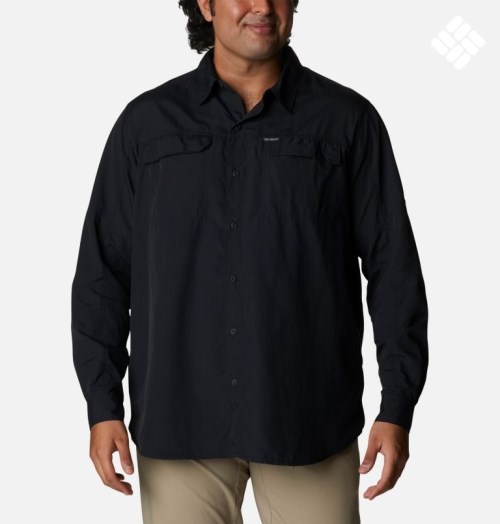 Men's Columbia Silver Ridge 2.0 Long Sleeve Shirts Black | Plus Size CA-H8L1C